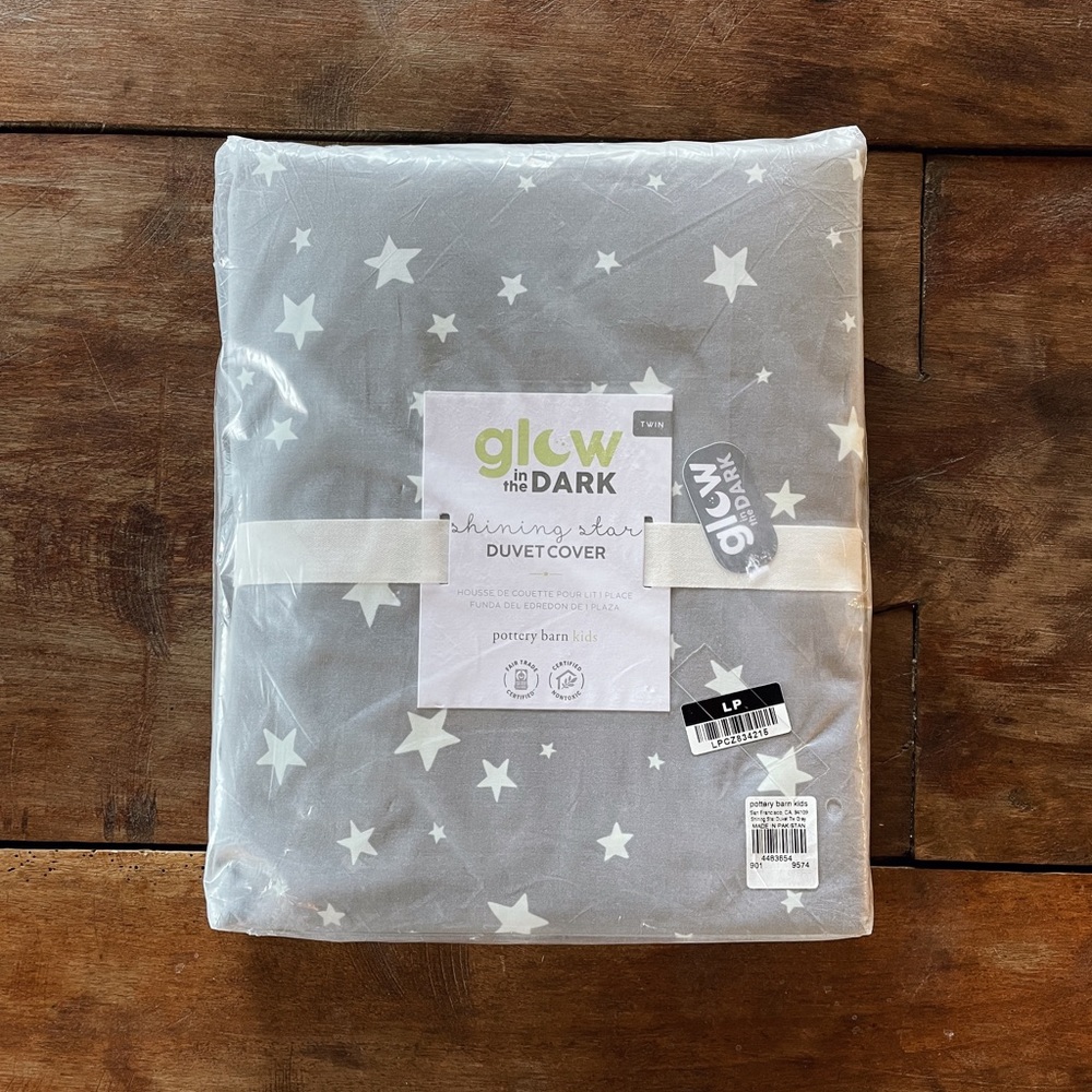Pottery Barn Kids glow in the dark twin-sized duvet cover!